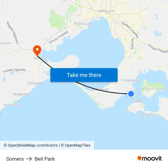 Somers to Bell Park map