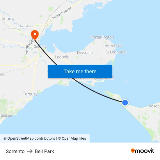 Sorrento to Bell Park map