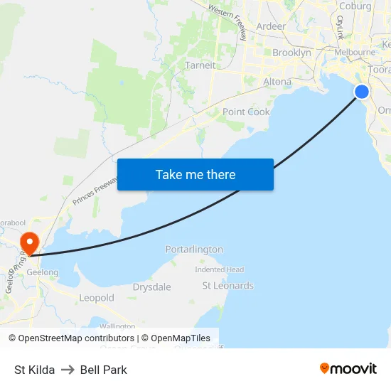 St Kilda to Bell Park map