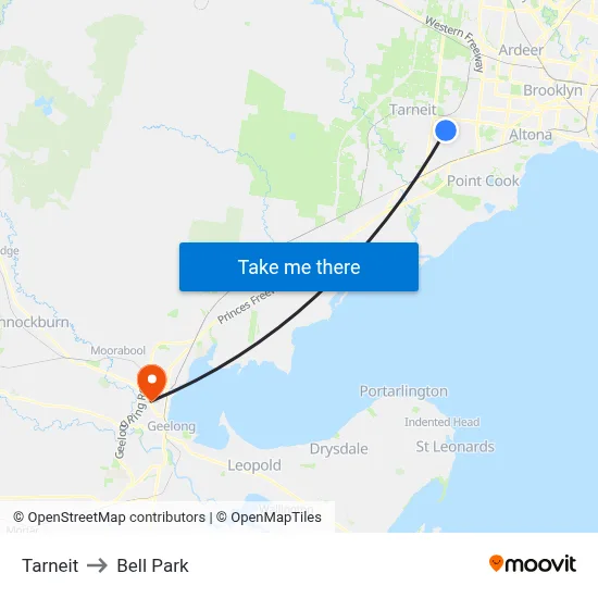 Tarneit to Bell Park map