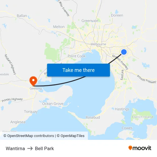 Wantirna to Bell Park map