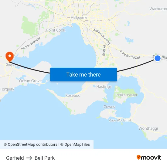 Garfield to Bell Park map