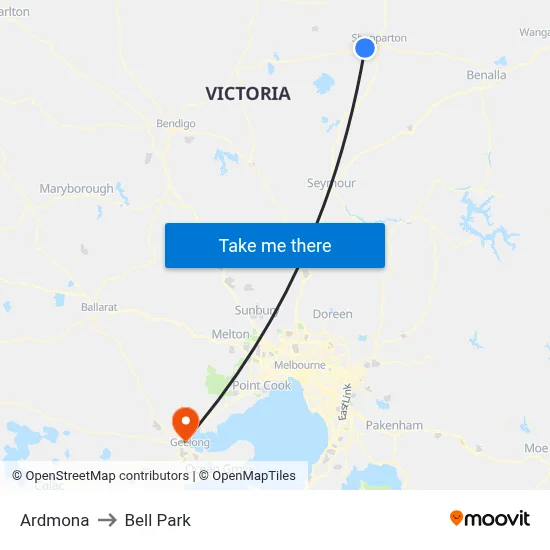 Ardmona to Bell Park map