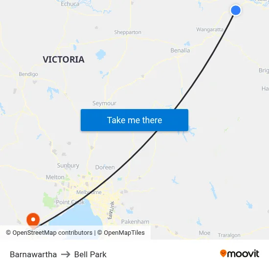 Barnawartha to Bell Park map