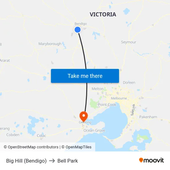 Big Hill (Bendigo) to Bell Park map
