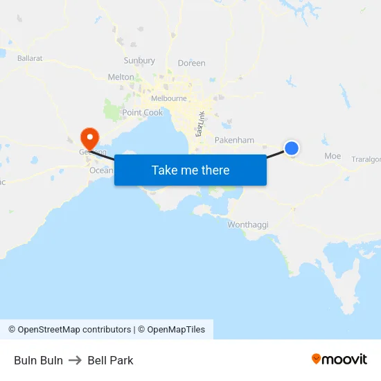 Buln Buln to Bell Park map