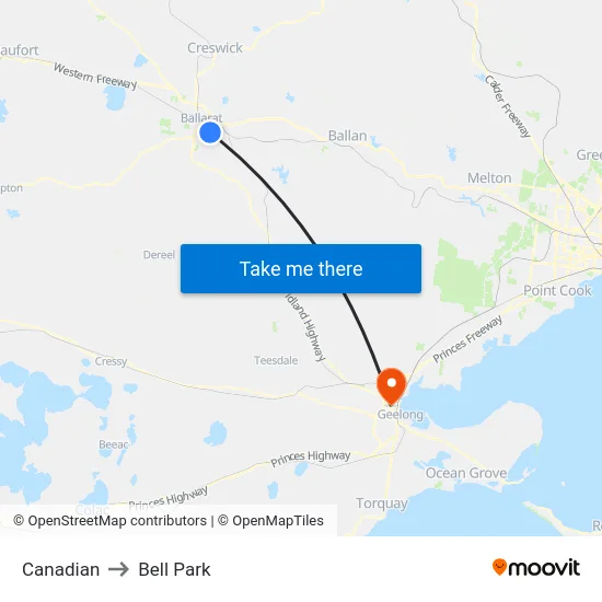 Canadian to Bell Park map