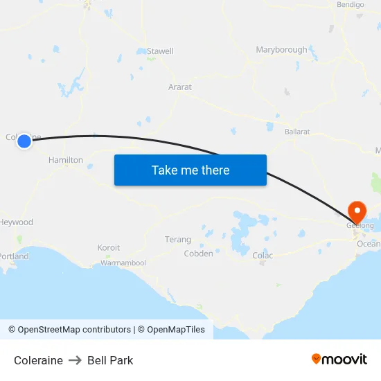 Coleraine to Bell Park map