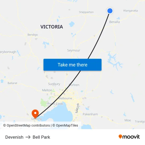 Devenish to Bell Park map