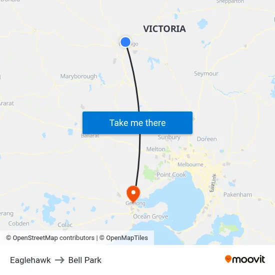 Eaglehawk to Bell Park map