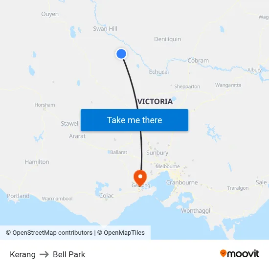 Kerang to Bell Park map