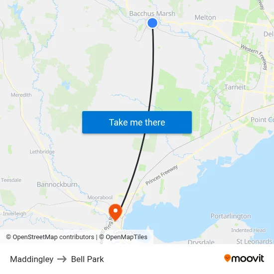 Maddingley to Bell Park map