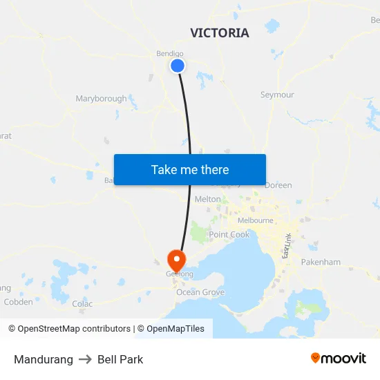 Mandurang to Bell Park map