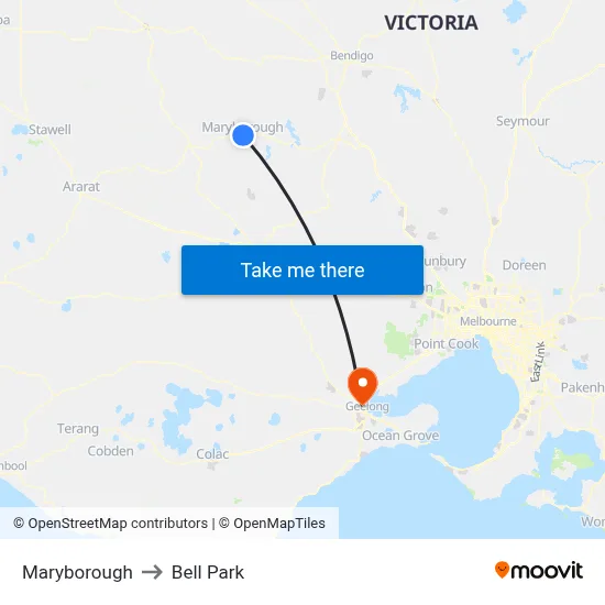 Maryborough to Bell Park map