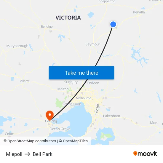 Miepoll to Bell Park map