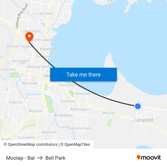 Moolap - Bal to Bell Park map