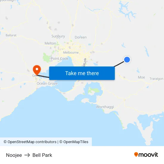 Noojee to Bell Park map