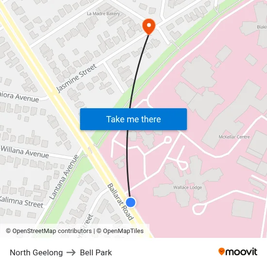 North Geelong to Bell Park map