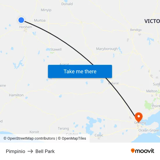 Pimpinio to Bell Park map