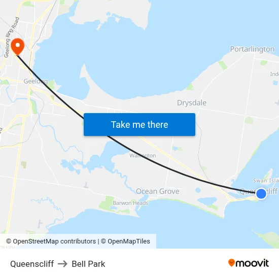 Queenscliff to Bell Park map