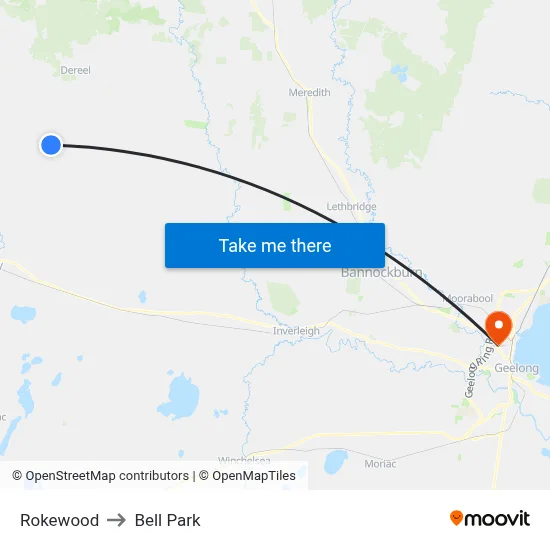 Rokewood to Bell Park map