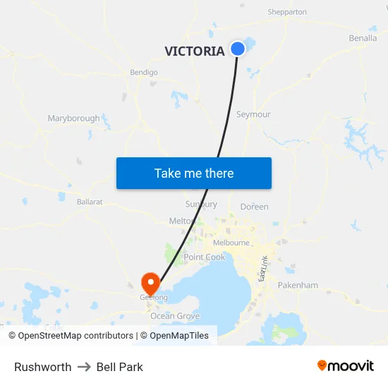 Rushworth to Bell Park map