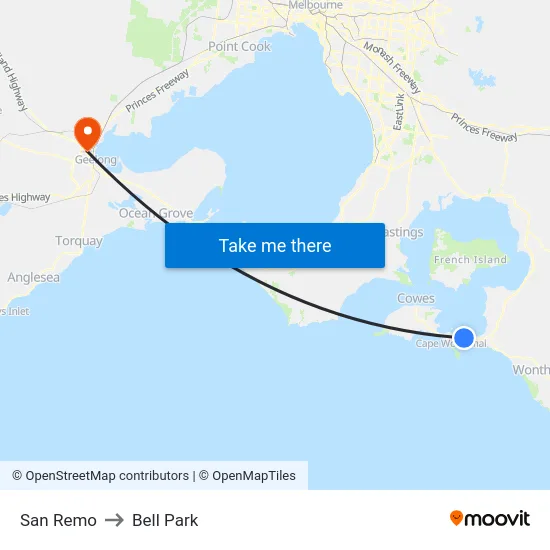 San Remo to Bell Park map