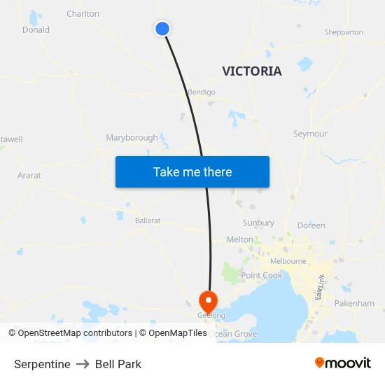 Serpentine to Bell Park map