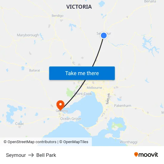 Seymour to Bell Park map