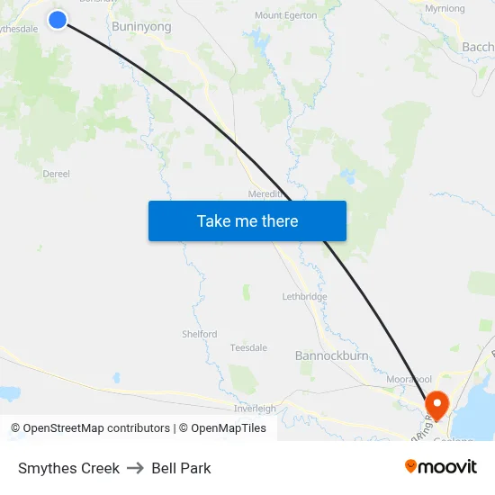Smythes Creek to Bell Park map