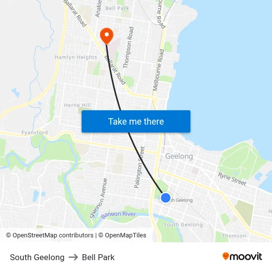 South Geelong to Bell Park map