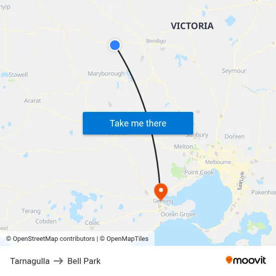 Tarnagulla to Bell Park map