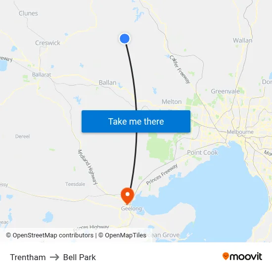 Trentham to Bell Park map