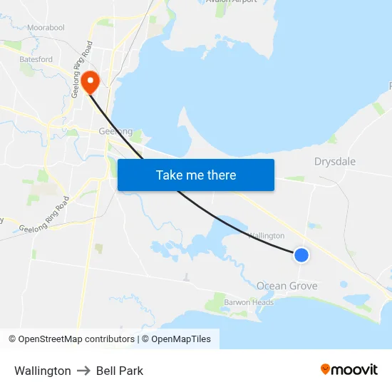 Wallington to Bell Park map