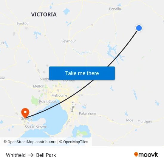 Whitfield to Bell Park map