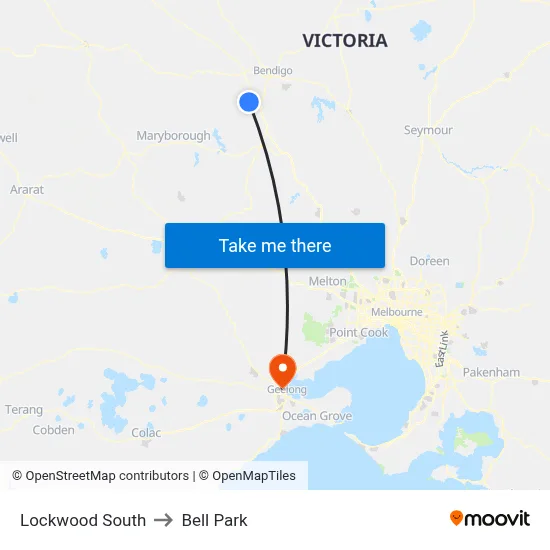 Lockwood South to Bell Park map
