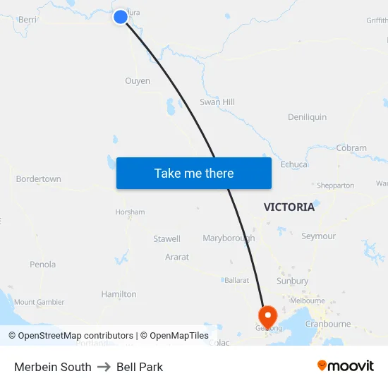 Merbein South to Bell Park map
