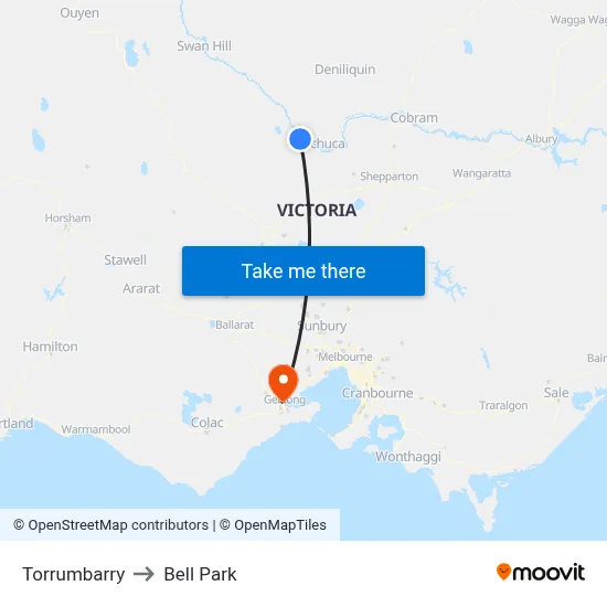 Torrumbarry to Bell Park map
