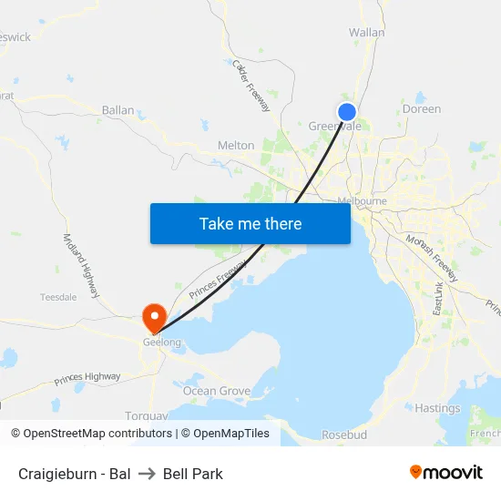 Craigieburn - Bal to Bell Park map