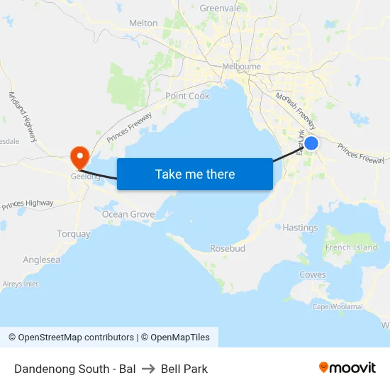 Dandenong South - Bal to Bell Park map