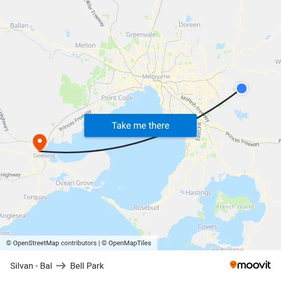 Silvan - Bal to Bell Park map