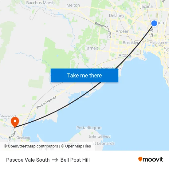 Pascoe Vale South to Bell Post Hill map