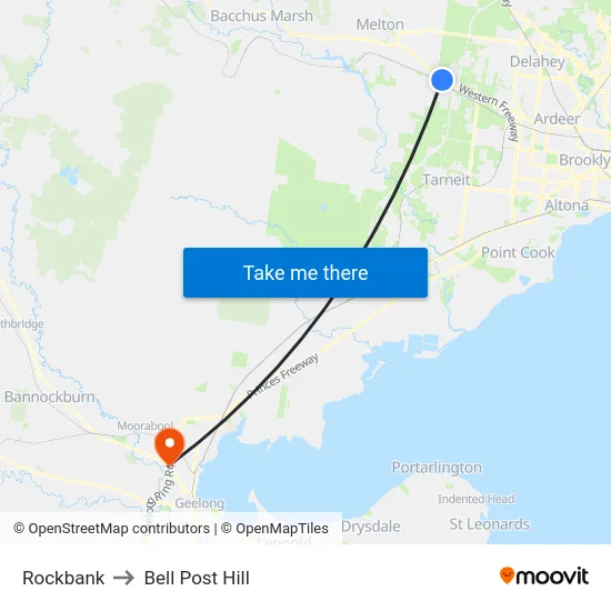 Rockbank to Bell Post Hill map