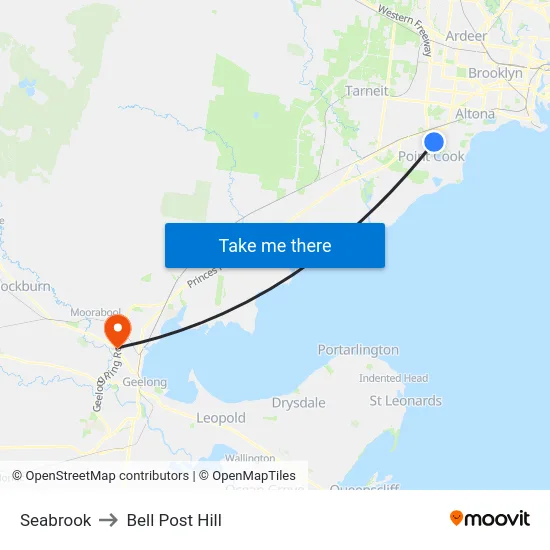Seabrook to Bell Post Hill map