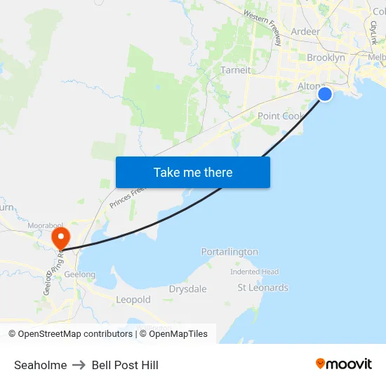 Seaholme to Bell Post Hill map