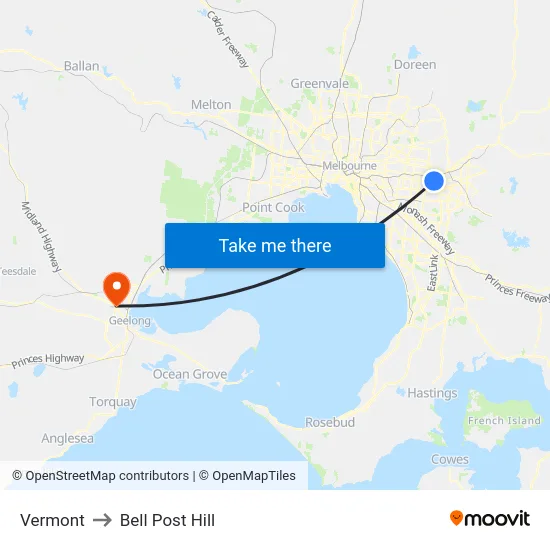 Vermont to Bell Post Hill map