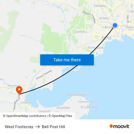 West Footscray to Bell Post Hill map