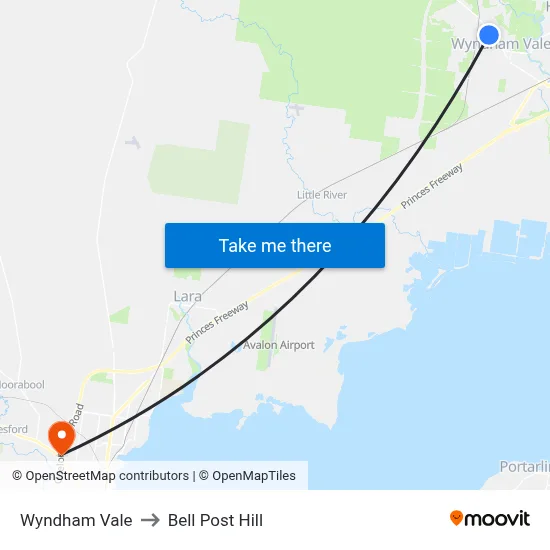 Wyndham Vale to Bell Post Hill map