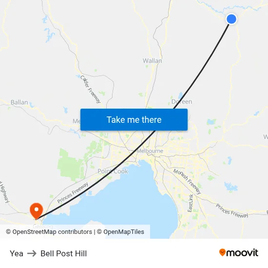 Yea to Bell Post Hill map