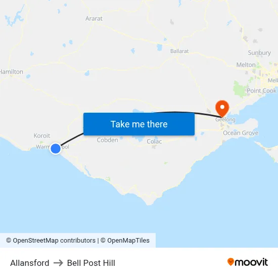 Allansford to Bell Post Hill map